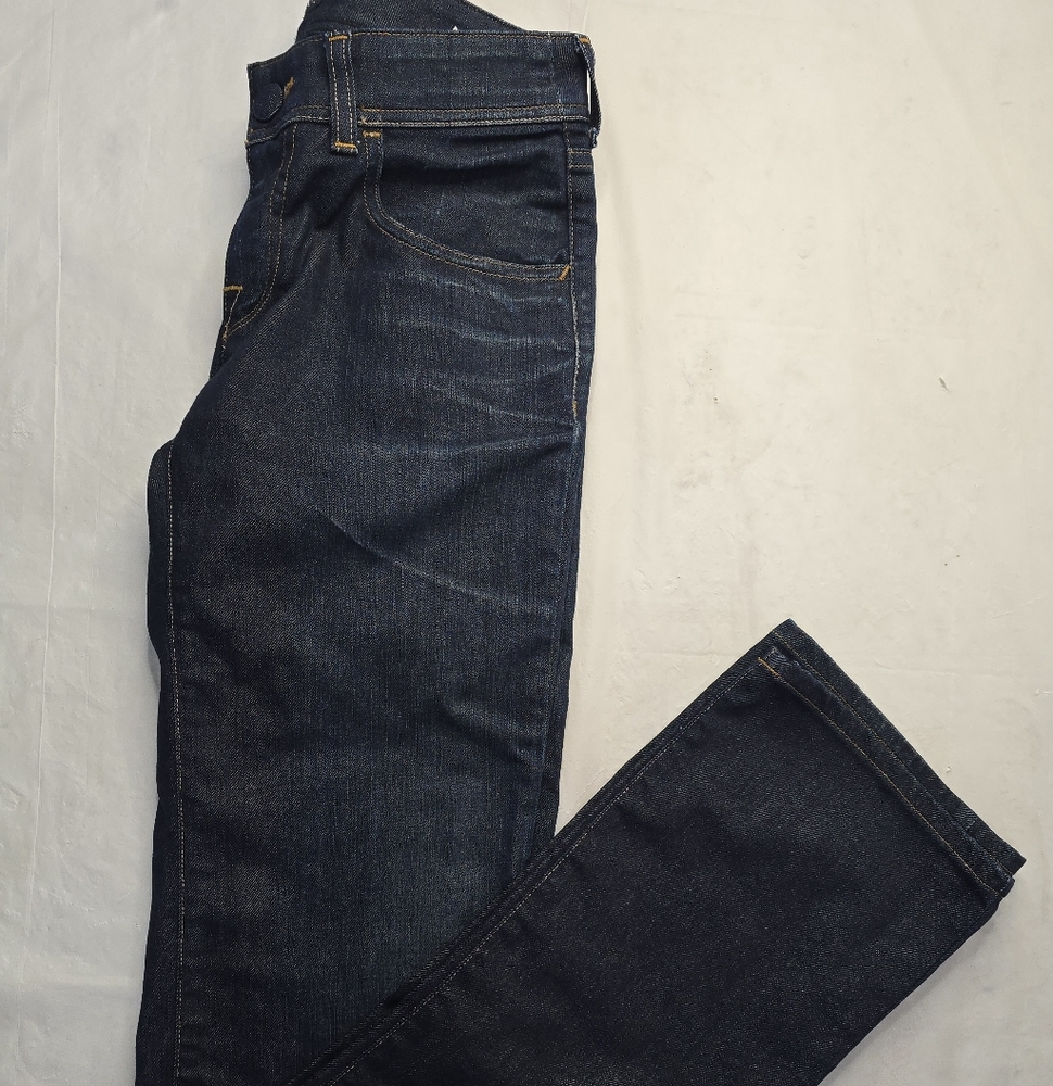 Armani Jeans Dark Wash Blue Denim Mid Rise Straight Embroidered Logo 27
